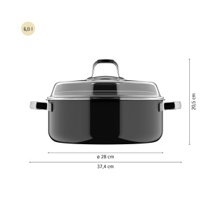 Vas de gatit WMF Fusiontec Mineral Pro, 28 cm, negru, cu capac din sticla - Img 6