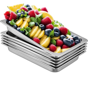 Vas gastronomic VEVOR GN 11, inox, 8.5L, set 6 bucati