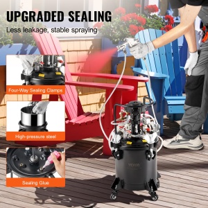 Vas sub presiune VEVOR pentru vopsea spray, vas sub presiune complet automat de 10 litri cu functie de agitare, presiune reglabila de 70 psi, vas sub presiune, rezervor de vopsea cu pistol de pulverizare si furtunuri, pentru vopsire etc. - Img 6
