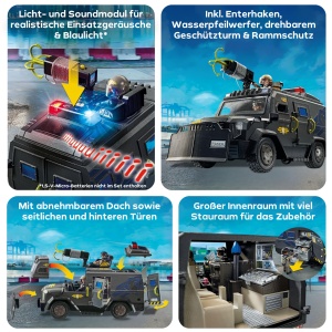 Vehicul de interventie Playmobil 71144 SWAT cu lumini si sunete 73 piese - Img 4