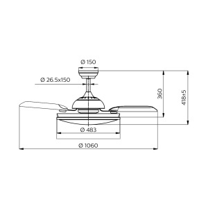 Ventilator de tavan cu LED Philips si lame retractabile control prin telecomanda finisaj nichel - Img 2
