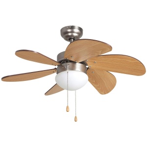 Ventilator de tavan Orbegozo CP 15075, 50 W, 3 viteze, 6 pale din lemn