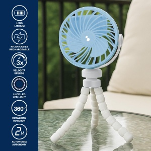 Ventilator Mini Beper P206VEN431, portabil, 3 viteze, LED, rotire 360 - Img 2