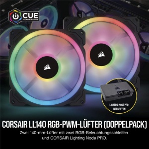 Ventilator PC Corsair LL140 RGB LED PWM, 140mm, Negru, 2 bucati - Img 2