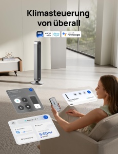 Ventilator turn inteligent silentios Dreo de 25 dB cu control vocal, ventilator WiFi Alexa, control APP, ventilator oscilant in picioare la 120 deg, 12 viteze, 4 moduri, cronometru de 12 ore, Pilot Max S - Img 7