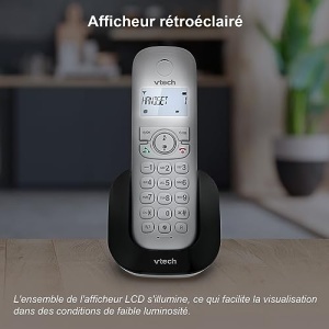 (versiunea franceza) VTech CS1501 Telefon DECT fara fir cu doua telefoane, blocare apeluri, identificare apelant/apel in asteptare, difuzor, afisaj iluminat din spate si tastatura iluminata din spate - Img 10