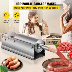 VEVOR 5L Umplutura de carnati Masina de tocat carne Masina de umplut carnati Seringa orizontala de carnati din otel inoxidabil 3L 5L 7L 5L - Img 2
