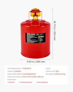 VEVOR Canistra Siguranta 19L Tip I Rosu Flammensperre si Capac Autoinchidere - Img 7