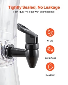 VEVOR Dispenser Bauturi 13L Transparent Material BPA-Free Robinet Antipicurare - Img 3