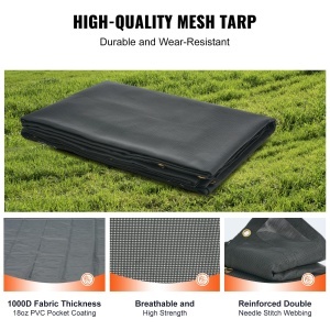 Vevor Mesh Plane 15x43m PVC Negru Rezistent cu Dublu Buzunar si Ocheti din Alama - Img 2