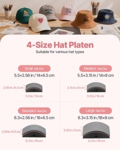 VEVOR SDKM25-4 Presa termica pentru sepci si bentite 4 placi interschimbabile Roz - Img 3