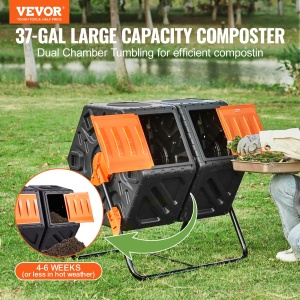 Vevor Tumbling Komposterbin XDB-436B2 140L Dublu Compartiment Rotire 360deg - Img 2