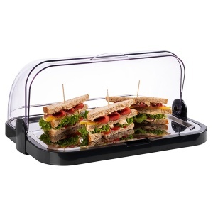 Vitrina pentru bufet APS cu capac transparent, 44x32x20.5 cm, din otel inoxidabil