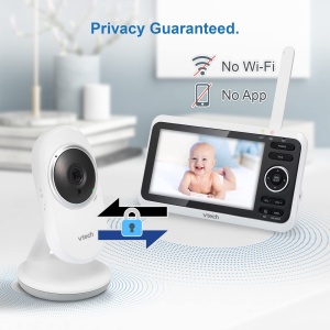 VTech Baby Monitor VM350 - Monitor video pentru bebelusi cu camera in miscare, 720p - Sunet clar, ecran color LCD si functie de vedere pe timp de noapte - cu interfon, cantece de leagan si sunete - Img 5