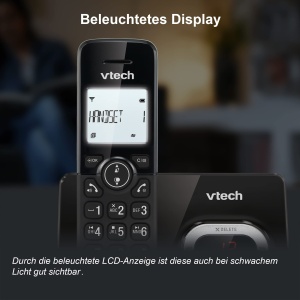 VTech CS2051 Telefon fara fir cu robot telefonic si 2 telefoane, Mod ECO+, Telefon pentru seniori Blocarea apelurilor telefonice fixe, Functie hands-free, Butoane mari, Afisaj cu 1 linie, Negru - Img 4