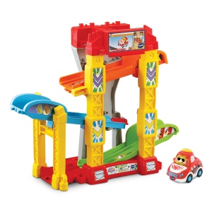 VTech TUT TUT Baby Flitzer - Rampa 4-in-1 - Set de joc cu rampa auto cu 4 optiuni de constructie si masina de curse - Pentru copii 1-5 ani
