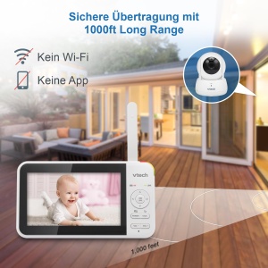 VTech VM924 Baby Monitor Video Display 5 inch Camera Pan-Tilt-Zoom Autonomie 31 ore - Img 5