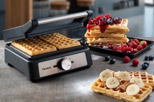 Waffeleisen Bestron AWM100BL pentru 2 Wafle, Antiaderent, Mattschwarz - Img 3