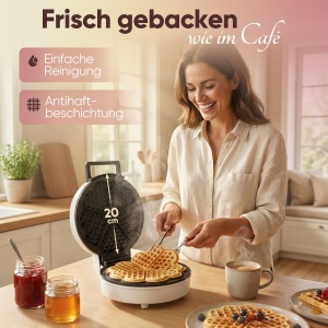 Waffeleisen Clatronic WA 3832, 1200W, Antihaft, Culoare Alb - Img 3