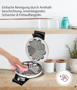 Waffeleisen Cloer 171, 16 cm, 930 W, Alb - Img 4