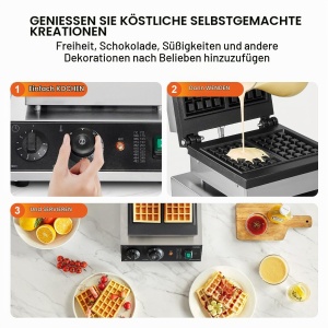 Waffle Iron VEVOR HT-2210 2000W din inox, 2 Waffe, antiaderent - Img 6
