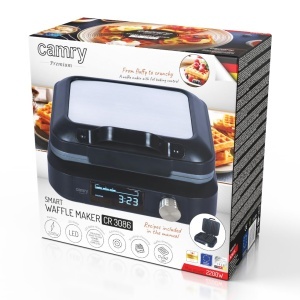 Waffle Maker Camry CR 3086 2200W, 6 niveluri de rumenire, negrusilver - Img 8