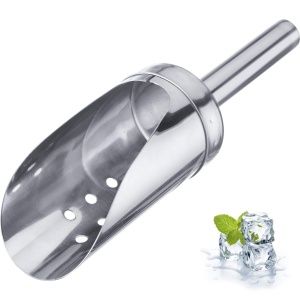 Westmark Lopata de gheata pentru gheata zdrobita si cuburi de gheata, volum de umplere: 120 ml, perforata, rotunda, otel inoxidabil, argint, 91222270 - Img 2