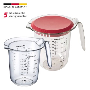 Westmark Set de 2 bucati ulcioare de masurare 05 l si 1 l cu capac cantare de masurare multilingve plastic transparentrosu 306622E6 - Img 2
