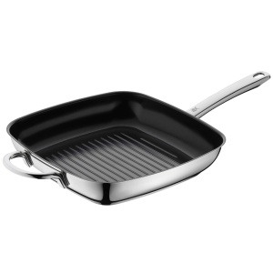WMF Durado Tigaie cu inductie canelata 28x28 cm, tigaie cu inductie, acoperita cu otel inoxidabil Cromargan, acoperire ceramica, potrivita pentru cuptor