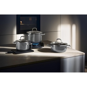 WMF Fusiontec Essential Cratita mare, 24 cm, capac din sticla, inductie oala de carne, 6.4l, ceramica high-tech, rezistenta la zgarieturi, neacoperita, gri, Fabricata in Germania - Img 2