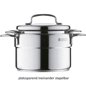 WMF Mini cratita mica 14cm, capac metalic, inductie oala de carne 1.3l, otel inoxidabil cromargan, stivuibila, pentru portii mici, o singura gospodarie - Img 7