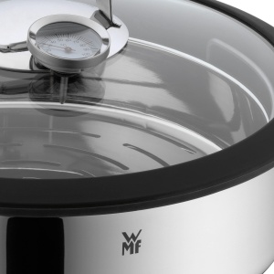 WMF Vitalis Aroma Steamer 28 cm, Oala cu aburi, Prajitor rotund 5.0l, Oala cu aburi, Capac din sticla cu margine din silicon, Termometru de gatit, Tava de gatit, Cromargan din otel inoxidabil neacoperit, rezistent la cuptor - Img 7