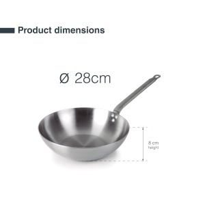 Wok din otel natural Lacor Ferrum, 28 cm, gri, fabricat in Europa - Img 2