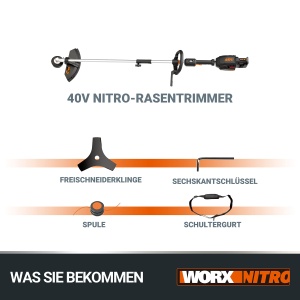 WORX Nitro WG186E92 Trimmer si motocoasa fara fir Sense 40V 2x20V - motor puternic fara perii - diverse atasamente - schimbare rapida a firului - cerc - Img 8