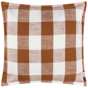 Yard Chesil Check 100% bumbac Fata de perna de exterior - Nuci pecan - 50 x 50 cm