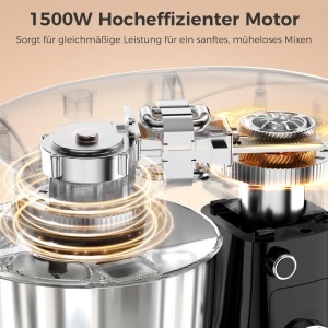 YASHE Robot de Bucatarie 1500W 2 Boluri Inox 10 Viteze Accesorii Multifunctionale - Img 3