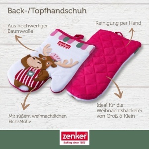 Zenker Manusa de Bucatarie Christmas Candy Shop Design Festiv Elch Bumbac 100 Hitzebestenta - Img 4
