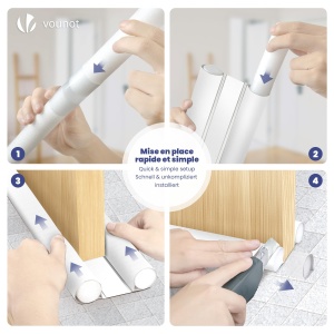 Zugluftstopper pentru usi VOUNOT, 96 cm, alb, cu protectie termica si fonica - Img 5