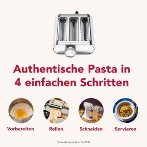 Accesorii pentru paste KitchenAid 3-in-1, din metal, 8 grosimi, compatibilitate universala - Img 4