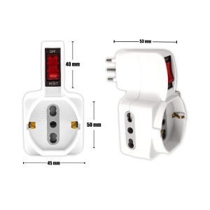 Adaptator multiplu V-TAC cu 3 prize, comutator, 1016 A, alb - Img 5