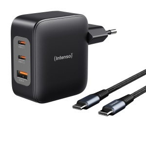 Adaptoare de alimentare Intenso 100W GaN cu 3 porturi, USB-C, negru