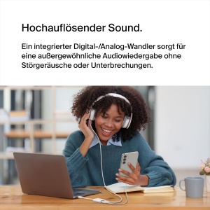 Adaptor audio si incarcare USB-C Belkin RockStar, 60W, alb - Img 4