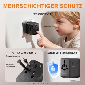 Adaptor de calatorie GRIFEMA GD606-17, 6 in 1, 2 USB-C, 2 USB-A - Img 4