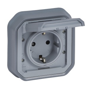 Adaptor priza Legrand Plexo 069833L IP44 16A montaj cu suruburi gri