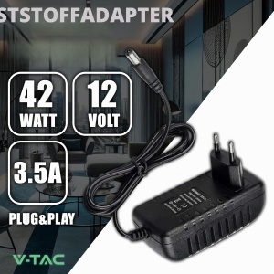 Adaptor V-TAC 12V 42W 3,5A pentru camere si LED-uri, Euro Stecker - Img 2