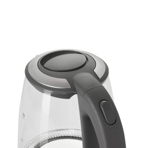Adler AD 1286 Ceainic din sticla si plastic, 2L, 2000 W, iluminare LED, ceainic din sticla pentru ceai, filtru de calcar, oprire automata, incalzitor de imersie din otel inoxidabil, gri Transparent/Gri - Img 4