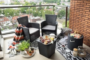 Allibert by Keter Balcony Furniture Set Iowa, grafit/gri rece, 3 bucati, incl. perna de sedere, plastic, aspect plat din ratan, rezistent la intemperii, rezistent la UV - Img 6