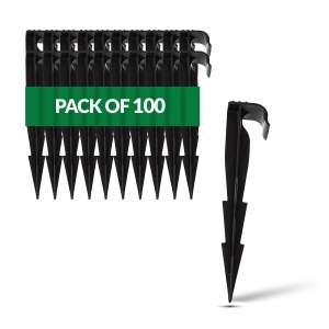 Ancore pentru furtun Gardenix, 100 bucati, din plastic rezistent, lungime 16 cm