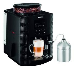 Aparat de cafea complet automat Krups Essential cu tub de lapte, functie de 2 cani, afisaj LCD, curatare usoara, aparat de cafea, sigiliu TUV, negru, EA816031 - Img 1