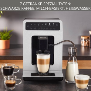 Aparat de cafea complet automat Krups Evidence ECOdesign cu tub de lapte, 8 bauturi, functie de 2 cani, material reciclat, aparat de cafea, alb/ardezie, EA897A10 - Img 6